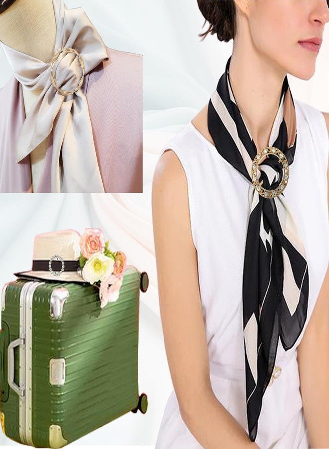 LAIFOOSHEN 10PCS Silk Scarf Ring, T shirt Ties Clips Clothes Corner Knotted Button for Women, 7 Styles Fashion Metal Round Circle Shirt Clip Buckle - Image 4